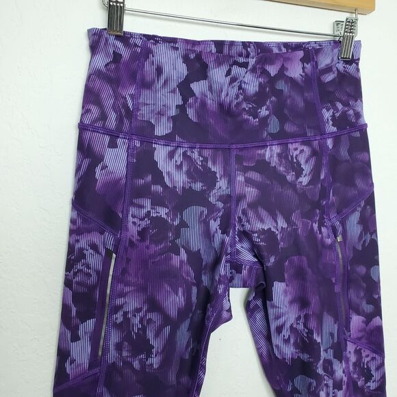 Athleta Printed Rainier Tight Legging Size S Spliced Floral Basalt Violet Purple - Picture 2 of 14